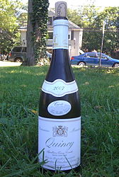 A 2007 bottle of Quincy AOC white wine