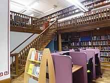 Interior of a reading room at Westminster Reference Library, 2019. A corner of Westminster reference library (48881853812).jpg