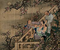 Two young men about to have relations. Qing China, date unknown. A youth about to penetrate a compliant boy, on an elegant terrace by moonlight V0047308.jpg