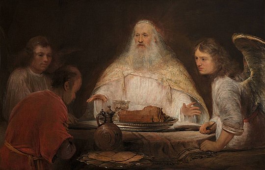 Abramo e gli angeli, olio di Aert de Gelder, 1685