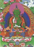 Amoghasiddhi, depicted with green skin