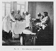 An appendectomy at the French Hospital in Tbilisi, Georgia, 1919 Appendectomy at the French Hospital in Tiflis (Dartigues 1919).JPG