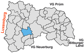 Lage von Irrhausen in der Verbandsgemeinde Arzfeld