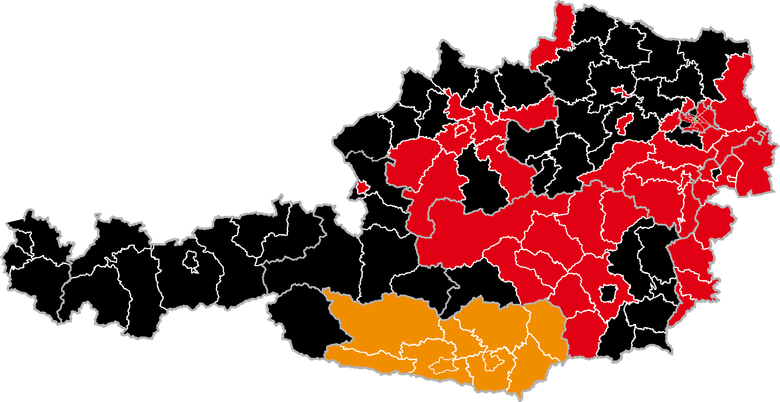 Strongest party by district Austrian legislative election 2008 result by district.png