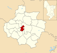 Location of Babington ward Babington ward in Derby 1979.svg