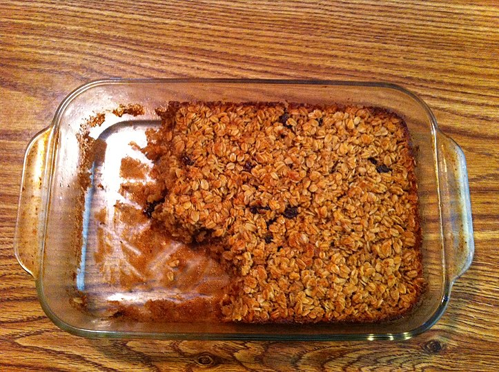 Baked oatmeal in a dish
