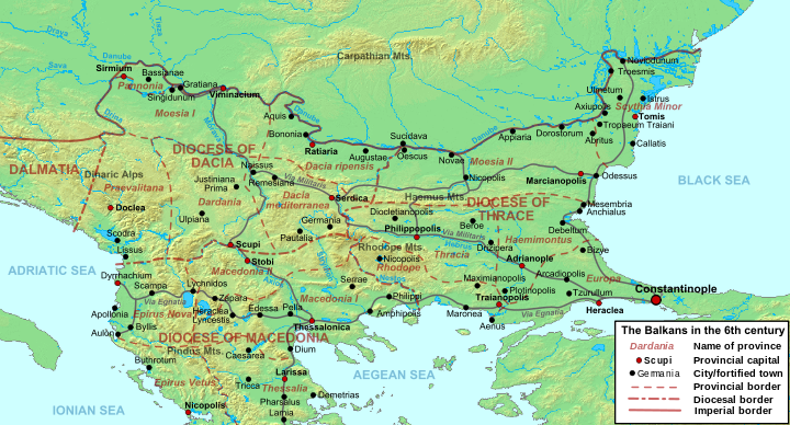 The northern Balkans, including the Via Militaris, in Late Antiquity.