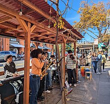 Band performing in parklet in Oakland, California Band performing in a parklet in Oakland, California.jpg