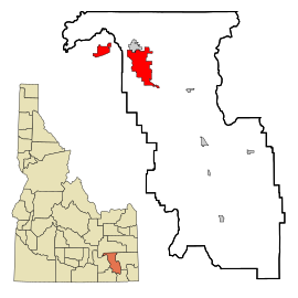 Bannock County Idaho Incorporated and Unincorporated areas Pocatello Highlighted.svg