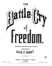 Innbinding av notene til "Battle Cry of Freedom" fra 1862