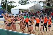 Deutsch: Beachhandball Europameisterschaften 2019 (Beach handball Euro); Tag 6: 7. Juli 2019 – Spiel um Platz Drei, Frauen, Kroatien-Niederlande 0:2 (14:23, 20:22) English: Beach handball Euro; Day 6: 7 July 2019 – Women's Bronze Medal Match – Croatia-Netherlands 0:2 (14:23, 20:22)