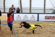 Deutsch: Beachhandball Europameisterschaften 2019 (Beach handball Euro); Tag 5: 6. Juli 2019 – Männer, Platzierungsspiel für die Ränge 5–8, Frankreich-Deutschland 0:2 (18:22, 16:19) English: Beach handball Euro; Day 5: 6 July 2019 – Placement Match/Cross Match for rank 5–8 Men – Frankreich-Deutschland 0:2 (18:22, 16:19)