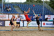 Deutsch: Beachhandball Europameisterschaften 2019 (Beach handball Euro); Tag 1: 2. Juli 2019 – Männer, Vorrunde Gruppe D, Polen-Schweden 2:1 (18:10, 15:9; 8:6) English: Beach handball Euro; Day 1: 2 July 2019 – Men Preliminary Round Group D – Poland-Sweden 2:1 (18:10, 15:9; 8:6)