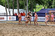 Deutsch: Beachhandball Europameisterschaften 2019 (Beach handball Euro); Tag 1: 2. Juli 2019 – Frauen, Vorrunde Gruppe D, Deutschland-Nordmazedonien 2:0 (26:8, 27:12) English: Beach handball Euro; Day 1: 2 July 2019 – Women Preliminary Round Group D – Germany-North Macedonia 2:0 (26:8, 27:12)