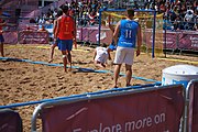 Deutsch: Beachhandball bei den Olympischen Jugendspielen 2018 in Buenos Aires; Tag 7, 13. Oktober 2018; Jungen, Halbfinale – Spanien-Kroatien 2:1 English: Beach handball at the 2018 Summer Youth Olympics in Buenos Aires at 13 October 2018 – Boys Semifinal – Spain-Croatia 2:1 Español: Handball de playa en los Juegos Olimpicos de la Juventud Buenos Aires 2018 en 13 de octubre de 2018 – Semifinales de chicos - España-Croacia 2:1