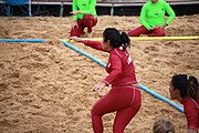 Deutsch: Beachhandball bei den Olympischen Jugendspielen 2018; Tag 6, 12. Oktober 2018; Mädchen, Platzierungsrundenspiel – Russland-Venezuela 2:0 English: Beach handball at the 2018 Summer Youth Olympics at 12 October 2018 – Girl's Consolation Round – Russland-Venezuela 2:0