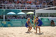 Deutsch: Beachvolleyball bei den Olympischen Jugendspielen 2018; Tag 11, 17. Oktober 2018; Jungen,Finale – Niederlande (Matthew Immers/Yorick de Groot)-Schweden (David Åhman/Jonatan Hellvig) 0:2 (20–22/15–21) English: Beach volleyball at the 2018 Summer Youth Olympics at 17 October 2018 – Final – Netherlands (Matthew Immers/Yorick de Groot)-Sweden (David Åhman/Jonatan Hellvig) 0:2 (20–22/15–21)