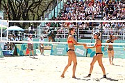 Deutsch: Beachvolleyball bei den Olympischen Jugendspielen 2018; Tag 9, 15. Oktober 2018; Mädchen, Viertelfinale: USA-Spanien 2–1 (21–19/17–21/15–9) English: Beach volleyball at the 2018 Summer Youth Olympics at 15 October 2018 – Girls Quarterfinals: USA-Spain 2–1 (21–19/17–21/15–9)