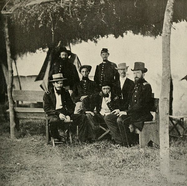 Union Cavalry Colonel Benjamin H. Grierson (seated with hand resting on chin) and staff