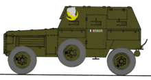 Un Berliet VUDB peint en vert olive, portant l'insigne du 1er régiment étranger de cavalerie : une tête de légionnaire romain.