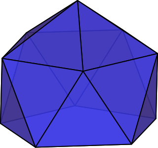 Gyroelongated pentagonal pyramid 11th Johnson solid (16 faces)