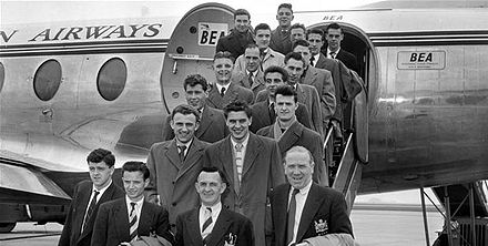 The Busby Babes in 1955. Manager Matt Busby is pictured front right.