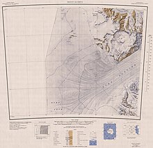 Le mont Henderson et le mont Olympus sur une carte topographique de l'USGS (au nord-est). Le glacier Byrd est notamment visible sur celle-ci.