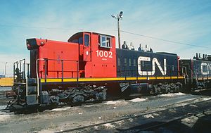 CN GMD-1 1002 in Thorton Yard, Point Mann, BC op 20 september 1987 (22813608836) .jpg
