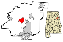Obszary Calhoun County Alabama Incorporated i Unincorporated Alexandria Highlighted.svg