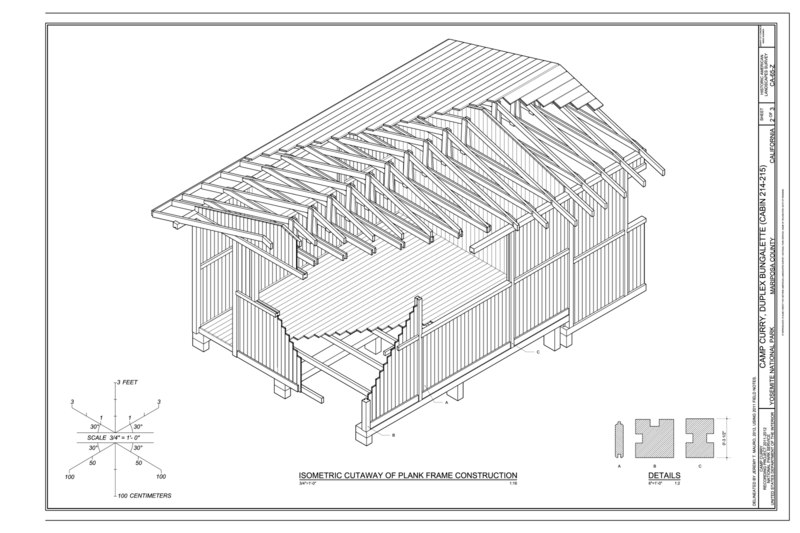 File:Camp Curry, Duplex Bungalette (Cabin 214-215) Isometric Cutaway of Plank Frame Construction - Camp Curry, Duplex Bungalette (Cabin 214-215) , Curry Village, Mariposa County HALS CA-65-Z (sheet 2 of 3).tif