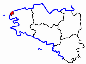 Kanton Ploudalmézeau na mapě regionu Bretaň