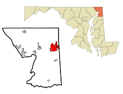Lage in Cecil County und im Bundesstaat Maryland