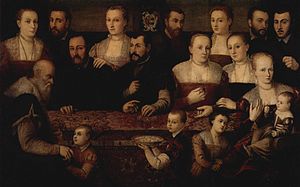 C. 1561. Cesare Vecellio. Portrait of a family with an oriental carpet