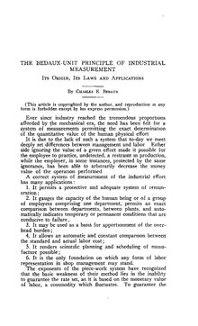 Charles E. Bedaux: The Bedaux Unit Principle of Industrial Measurement, Journal of Applied Psychology, 1921. PDF, click to read. Charles E. Bedaux - The Bedaux Unit Principle of Industrial Measurement, Journal of Applied Psychology, 1921.pdf