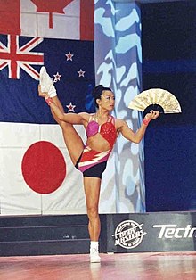 A fitness competitor during her show Chisato Mishima-3.jpg