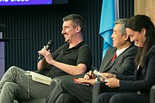 Chris Fabian speaks about connectivity and data fairness and equity at the ITU's AI summit in Geneva. Chris fabian.jpg