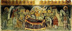 Dormition fresco (1315) by Georgios Kalliergis in the Church of the Resurrection