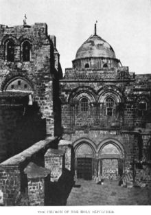 Church of the Holy Sepulchre (1885). Other than some restoration work, its appearance has essentially not changed since 1854. ChurchOfTheHolySepulcher1885.png