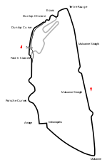 The Circuit de la Sarthe with the Bugatti Circuit in gray.