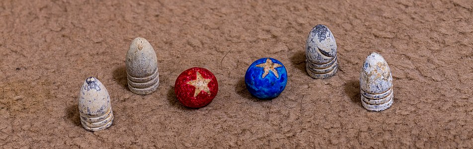 Civil War Minié ball and clay marbles