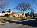 The main entrance of Community Christian Fellowship Church, located at 105 Princeton Boulevard, Lowell, Massachusetts. The building also serves as the campus for Community Christian Academy, and was the former site of Temple Beth El, a conservative Jewish synagogue.