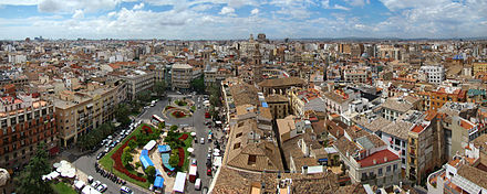 Panoramic view of Valencia from the Micalet tower looking south