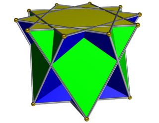 Crossed pentagrammic cupola polyhedron with 12 faces