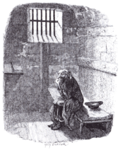Fagin in his cell, by British caricaturist George Cruikshank Cruikshank - Fagin in the condemned Cell (Oliver Twist).png