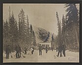 Canadians playing curling in Banff, 1906. Curling at Banff (HS85-10-16920).jpg
