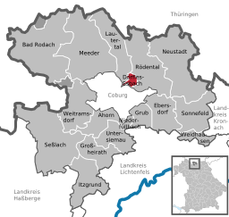 Läget för Dörfles-Esbach i Landkreis Coburg