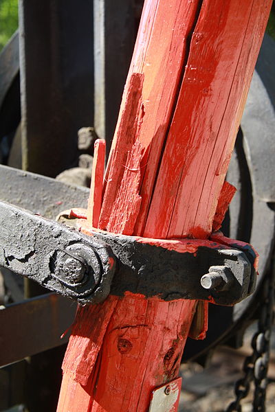 File:Detail of old wood barrier at railroad crossing 3907-1 near Studenec, Třebíč District.JPG