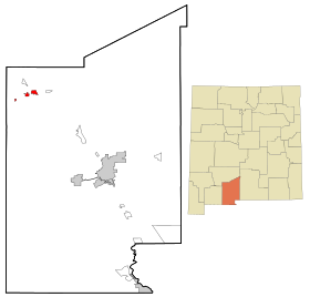 Dona Ana County New Mexico Incorporated and Unincorporated areas Hatch Highlighted.svg