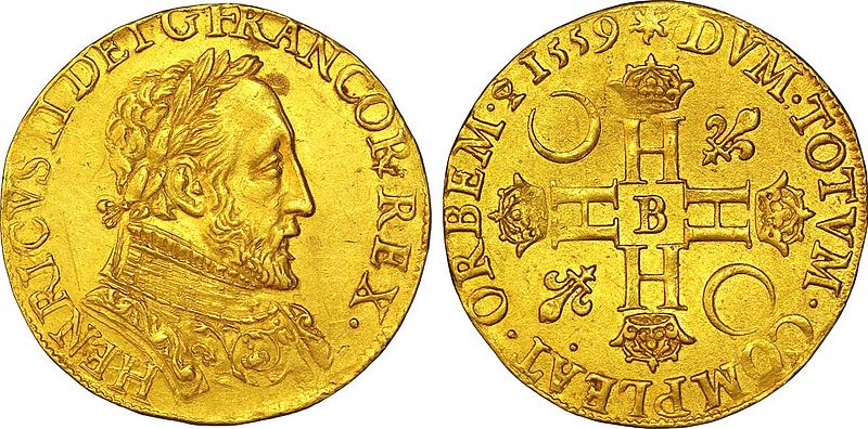 File:Double henri d'or à l'effigie de François II, 1559, Rouen.jpg