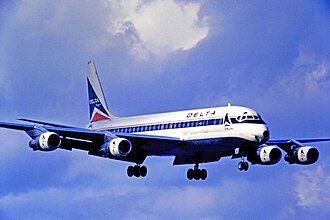 The DC-8 entered service with Delta Air Lines on September 18, 1959. Douglas DC-8-51 N821E DL MIA 07.02.71 edited-5.jpg